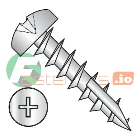 Newport Fasteners Wood Screw, #10, 1 in, Zinc Plated Steel Pan Head Phillips Drive, 3000 PK 500769